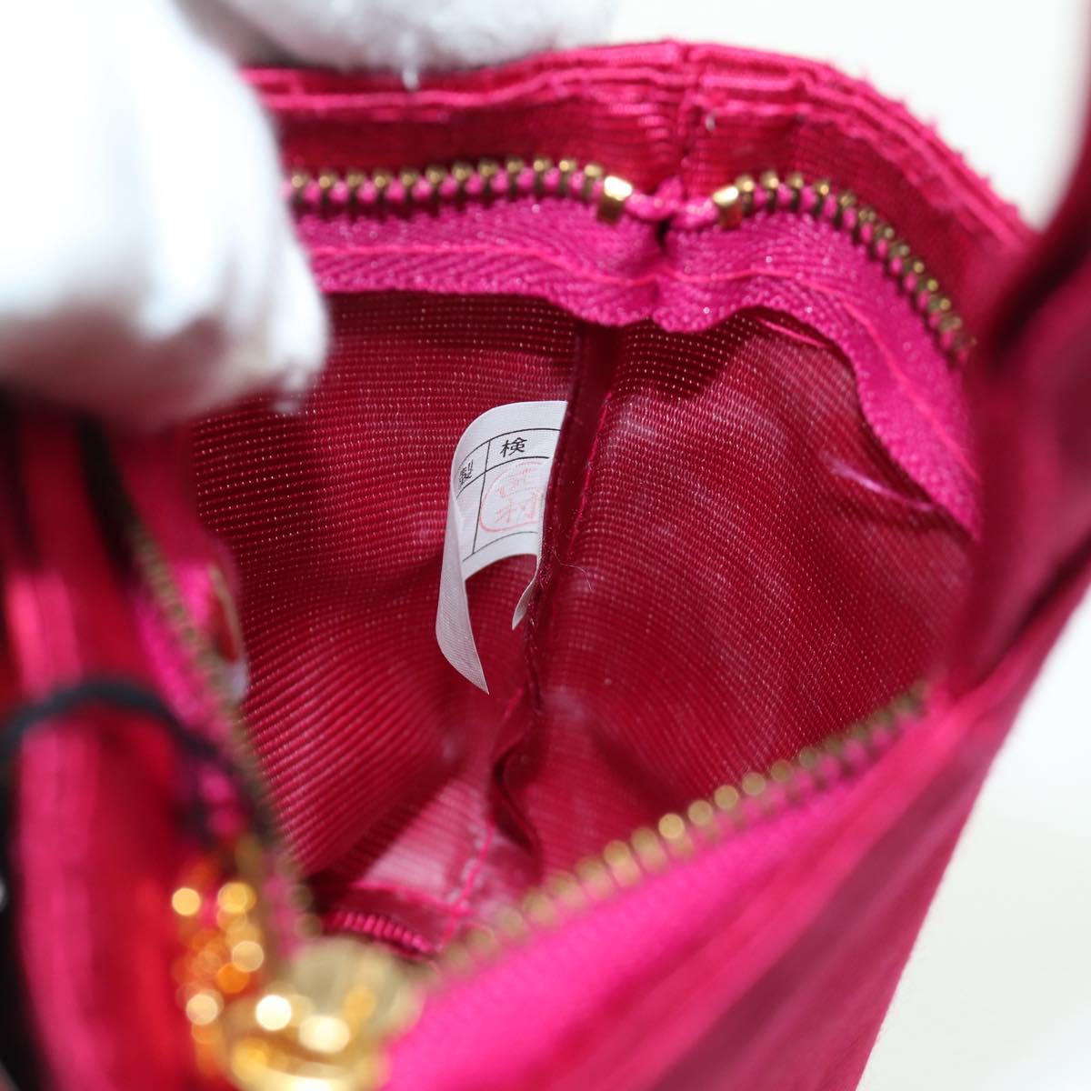 CELINE Circle Pouch Nylon Pink Gold Auth ARZ255A