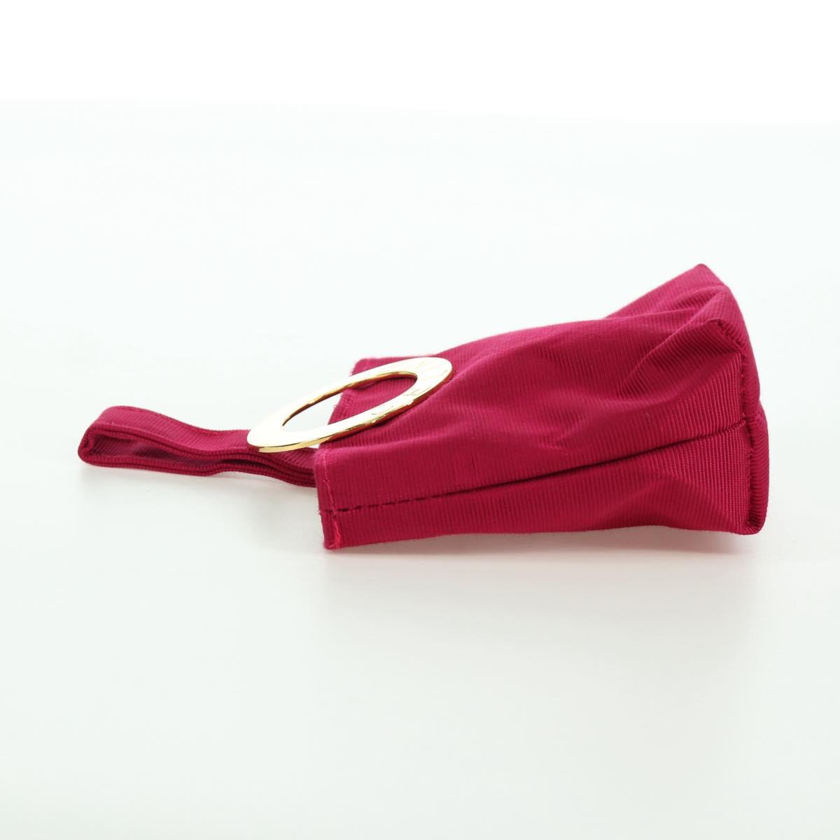 CELINE Circle Pouch Nylon Pink Gold Auth ARZ255A