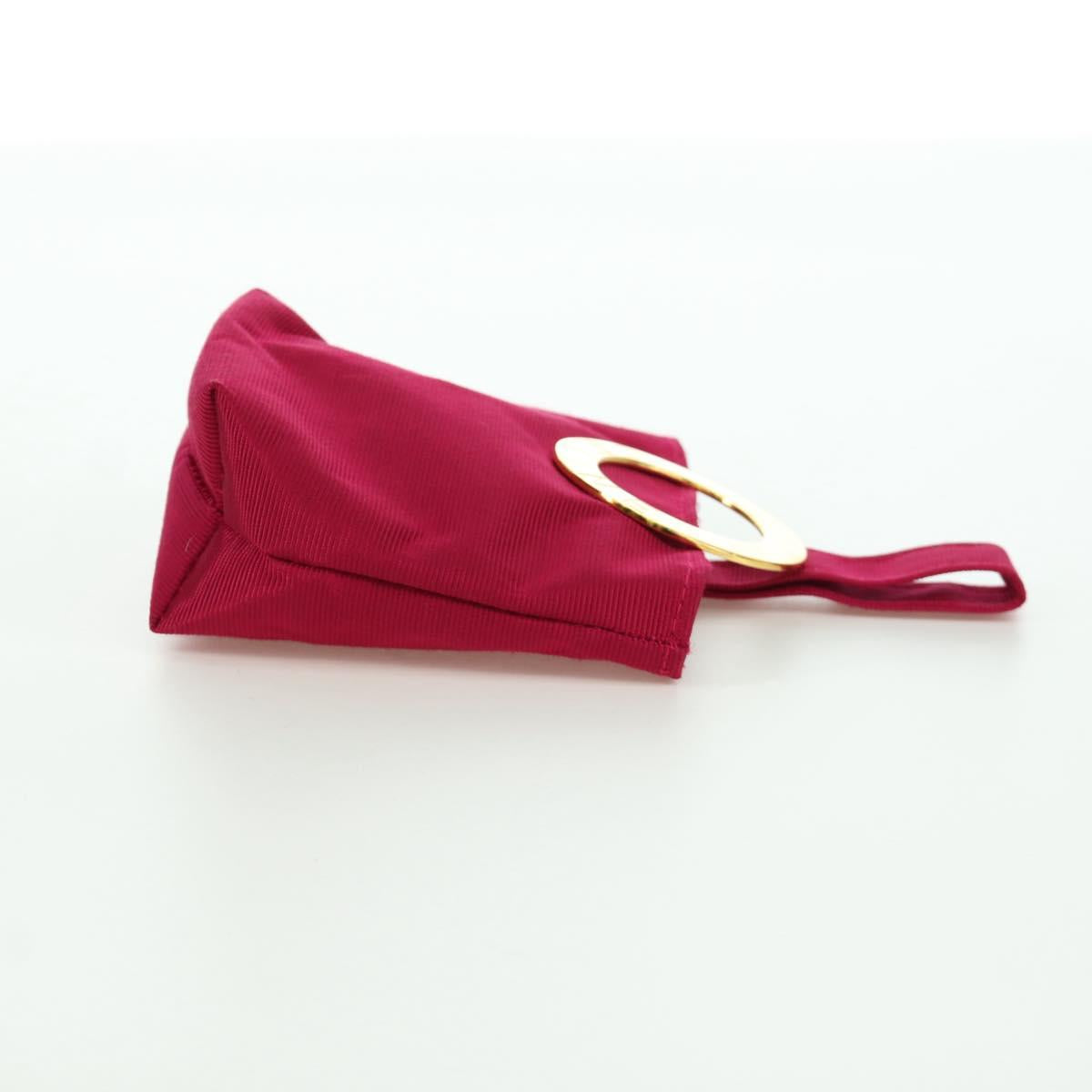 CELINE Circle Pouch Nylon Pink Gold Auth ARZ255A