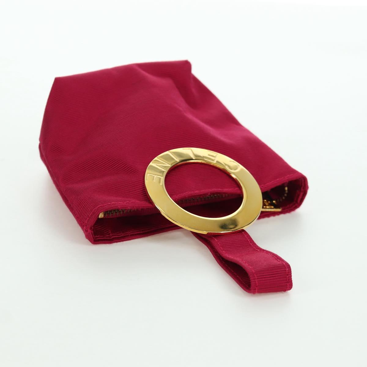 CELINE Circle Pouch Nylon Pink Gold Auth ARZ255A