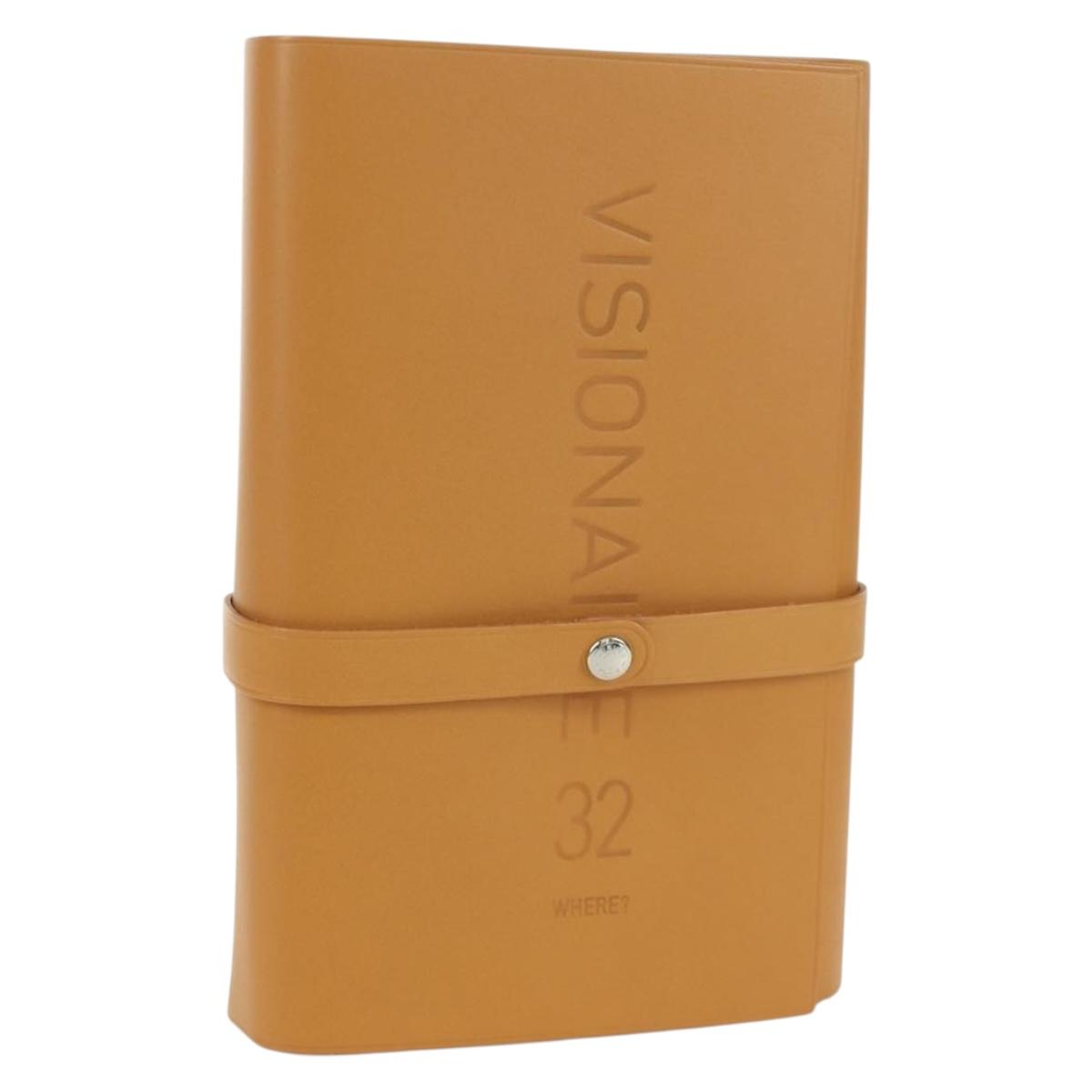 HERMES Visionaire 32 Leather Beige Silver Auth ARZ257M