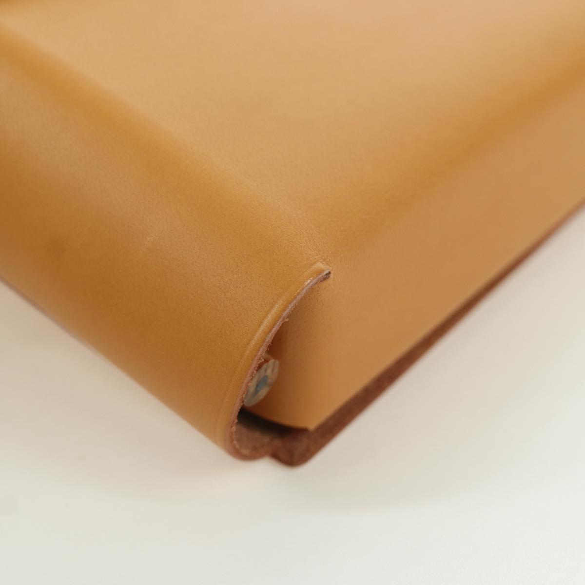 HERMES Visionaire 32 Leather Beige Silver Auth ARZ257M