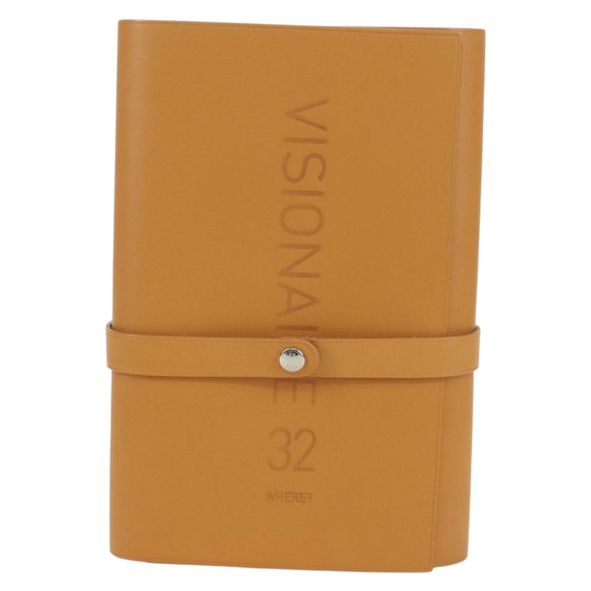 HERMES Visionaire 32 Leather Beige Silver Auth ARZ257M