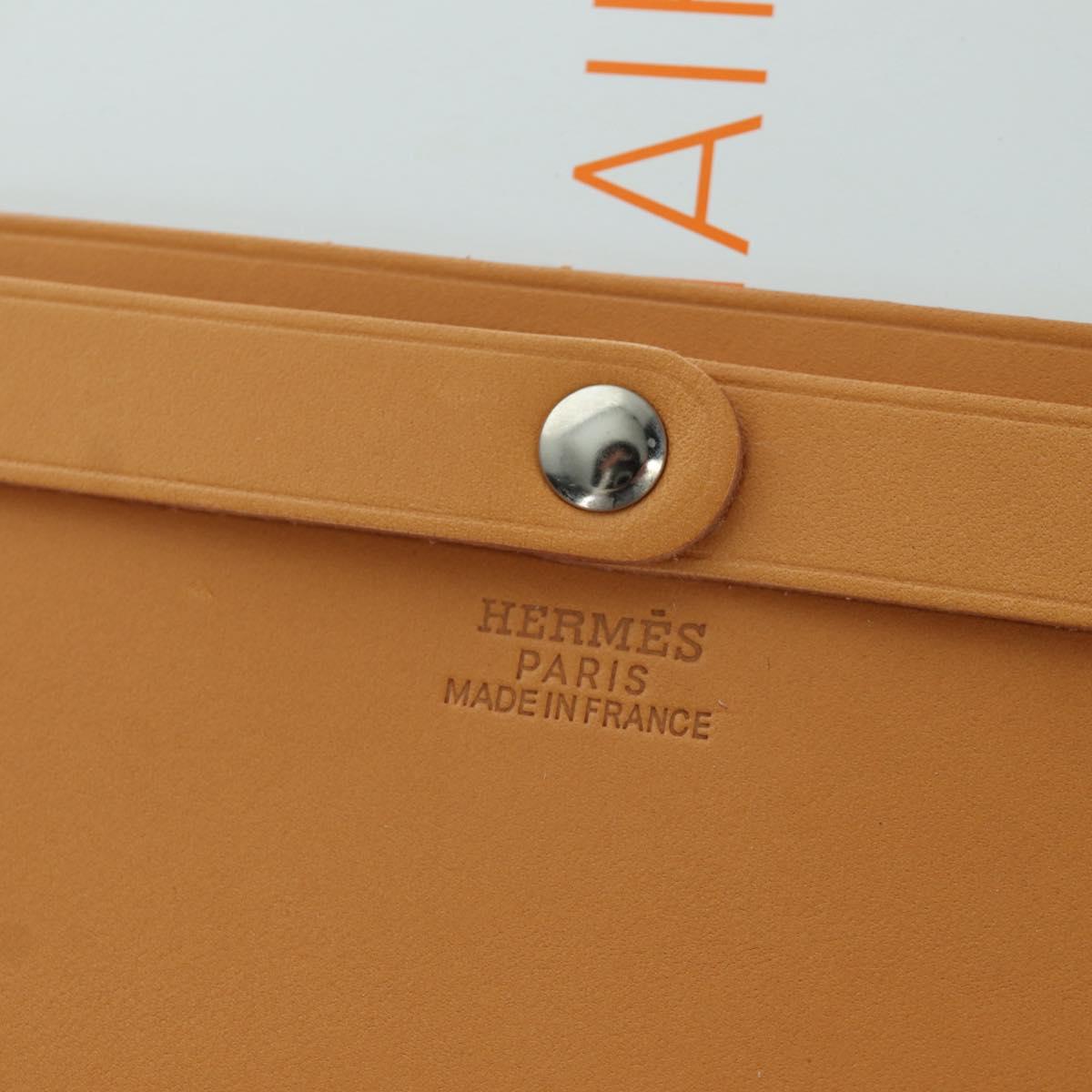 HERMES Visionaire 32 Leather Beige Silver Auth ARZ257M