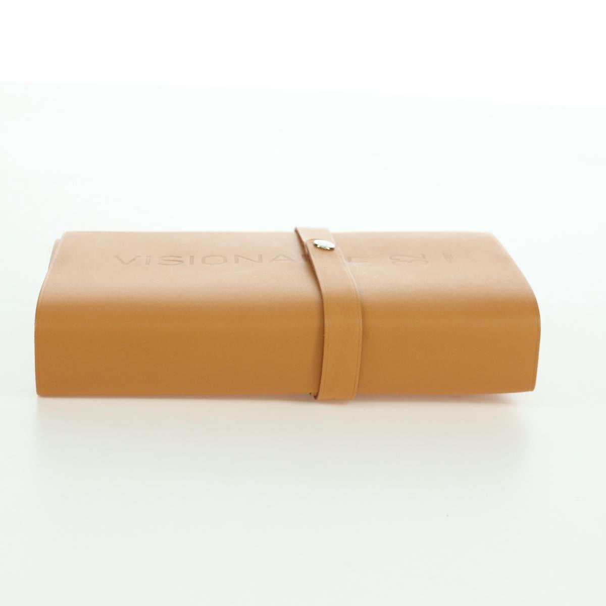 HERMES Visionaire 32 Leather Beige Silver Auth ARZ257M