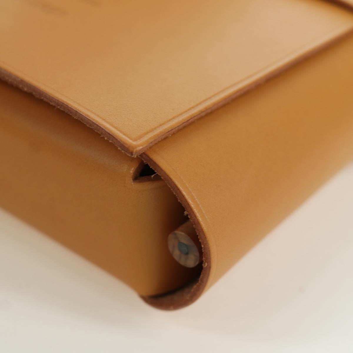 HERMES Visionaire 32 Leather Beige Silver Auth ARZ257M