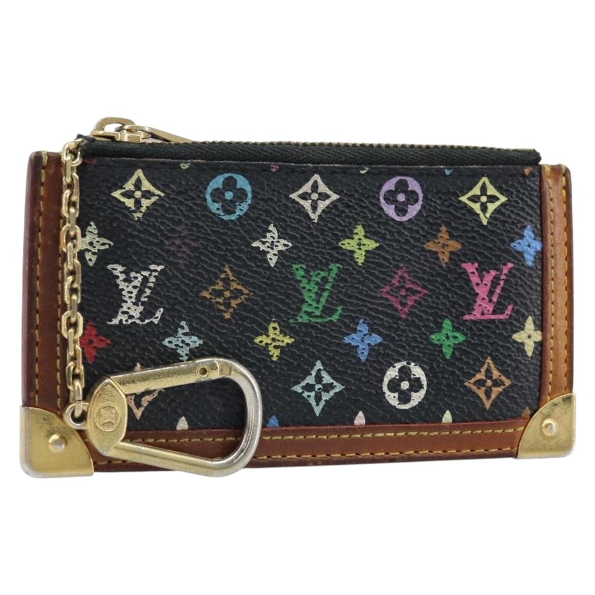LOUIS VUITTON Multicolor Pochette Cles Coin Purse Black M13664 LV Auth ARZ265