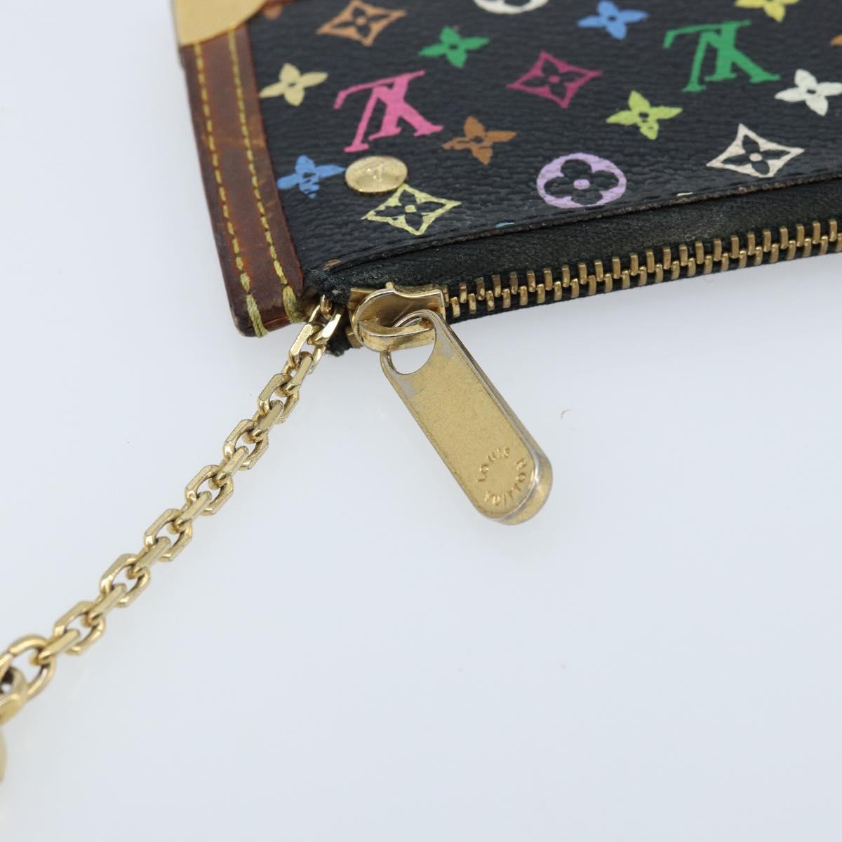 LOUIS VUITTON Multicolor Pochette Cles Coin Purse Black M13664 LV Auth ARZ265