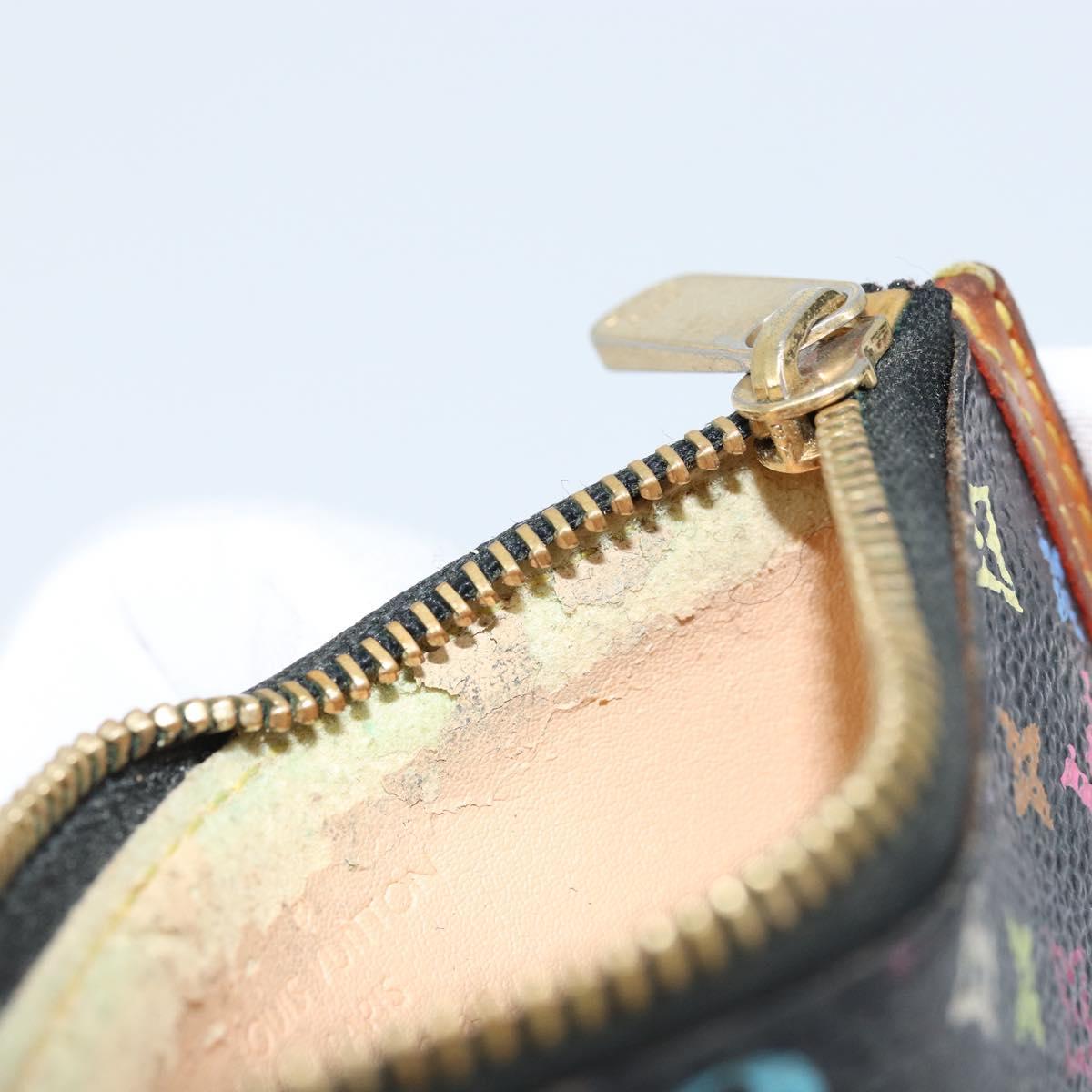 LOUIS VUITTON Multicolor Pochette Cles Coin Purse Black M13664 LV Auth ARZ265