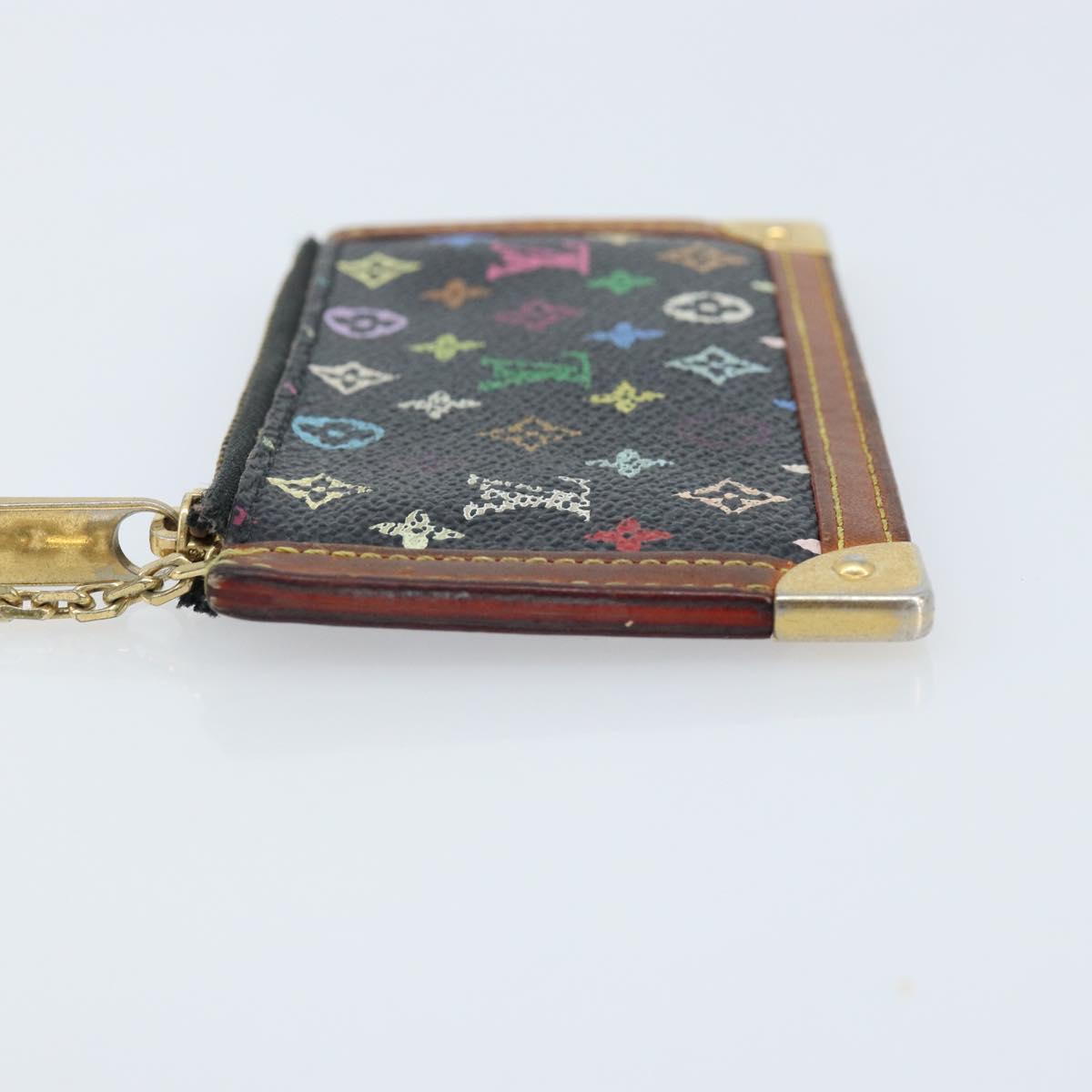 LOUIS VUITTON Multicolor Pochette Cles Coin Purse Black M13664 LV Auth ARZ265
