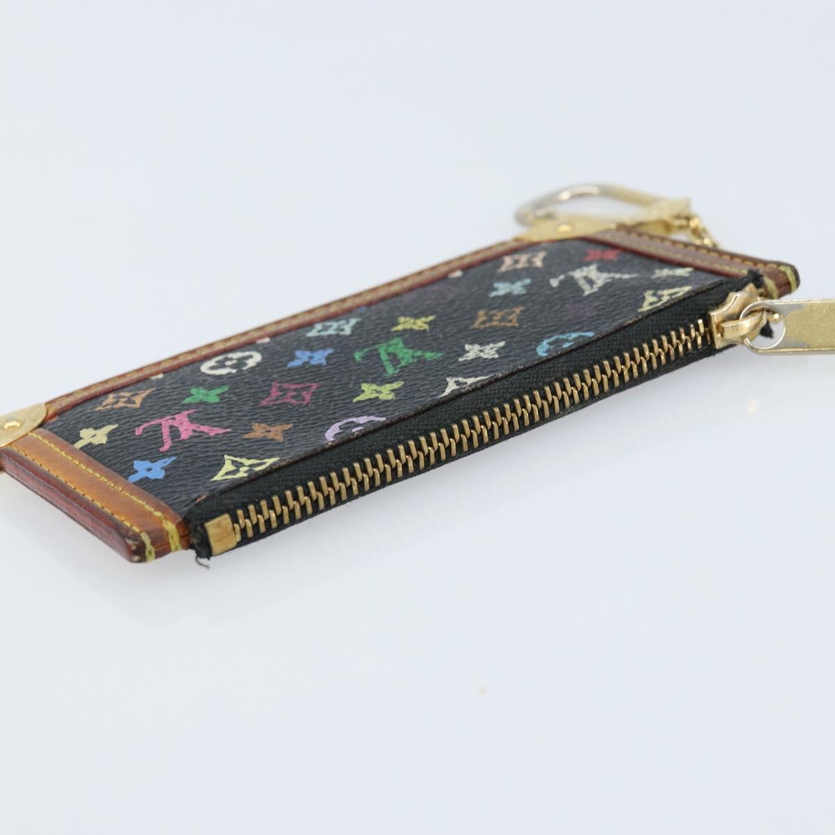LOUIS VUITTON Multicolor Pochette Cles Coin Purse Black M13664 LV Auth ARZ265
