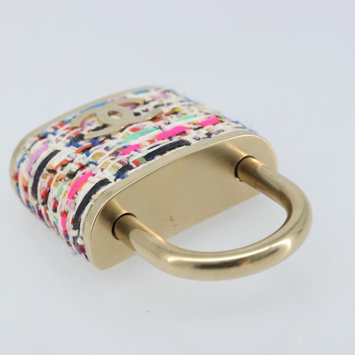 CHANEL COCO Mark Brooch Tweed Multicolor CC Auth ARZ267M