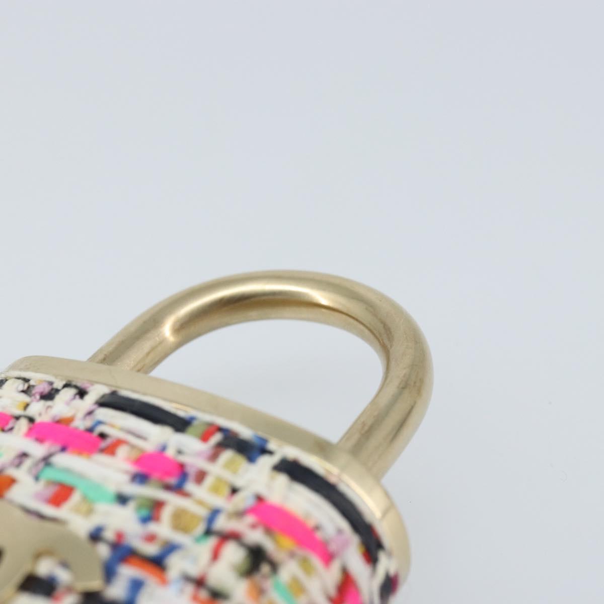 CHANEL COCO Mark Brooch Tweed Multicolor CC Auth ARZ267M