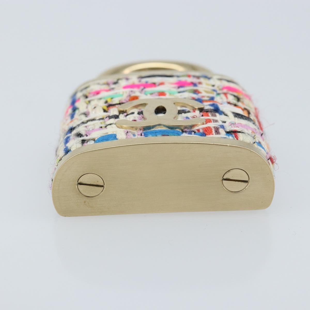 CHANEL COCO Mark Brooch Tweed Multicolor CC Auth ARZ267M