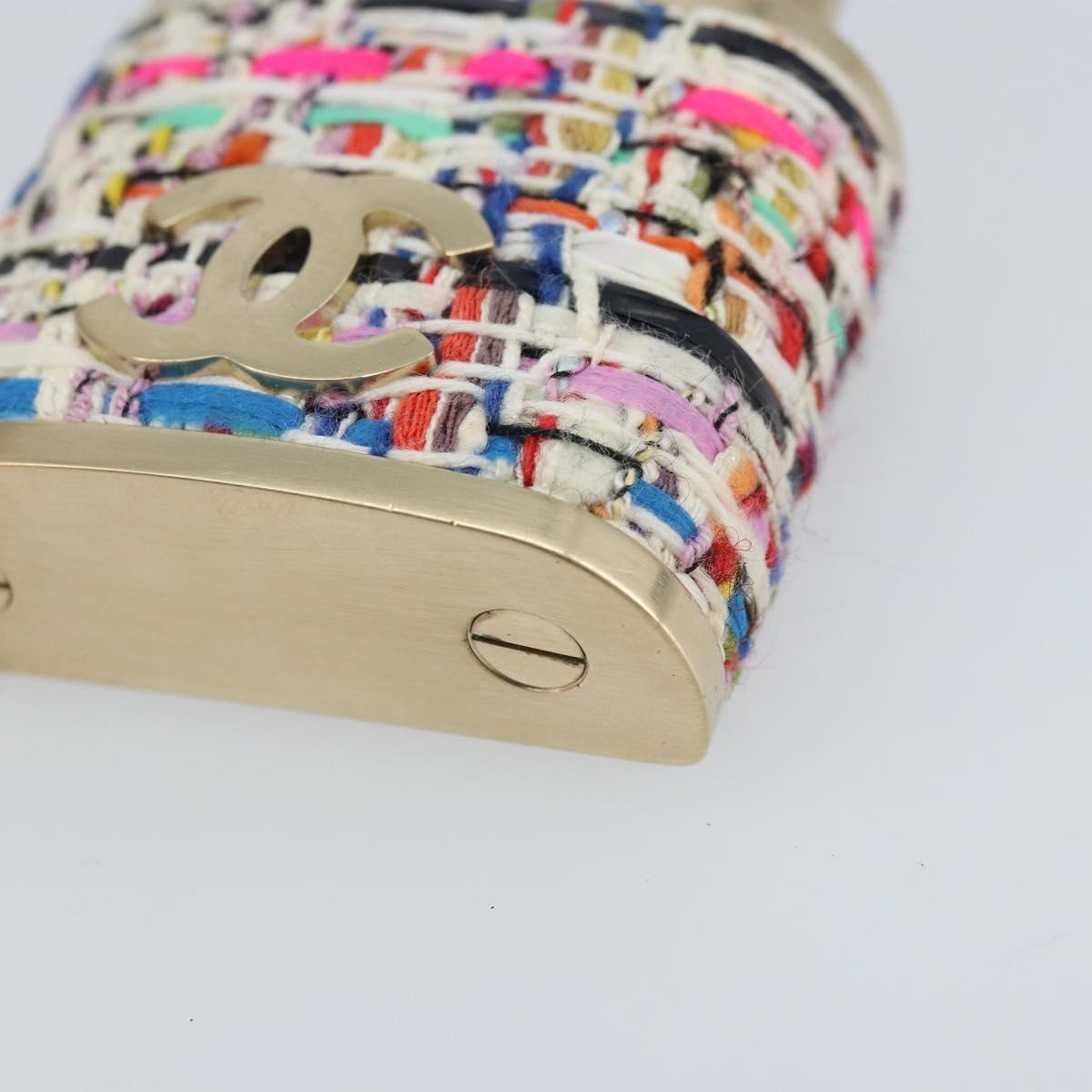 CHANEL COCO Mark Brooch Tweed Multicolor CC Auth ARZ267M