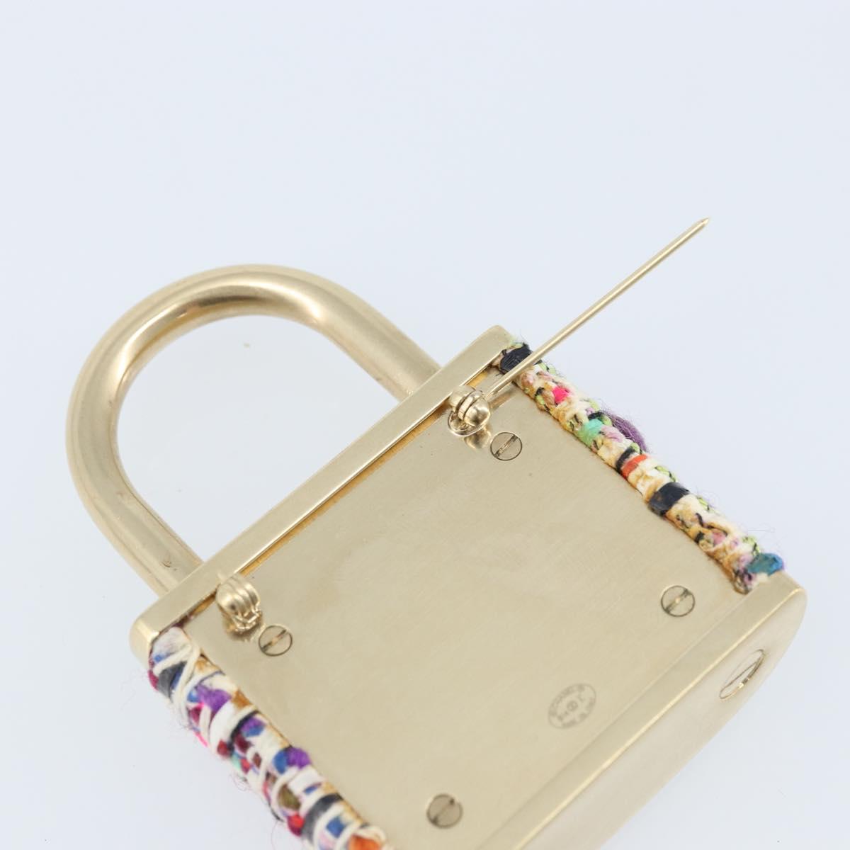 CHANEL COCO Mark Brooch Tweed Multicolor CC Auth ARZ267M