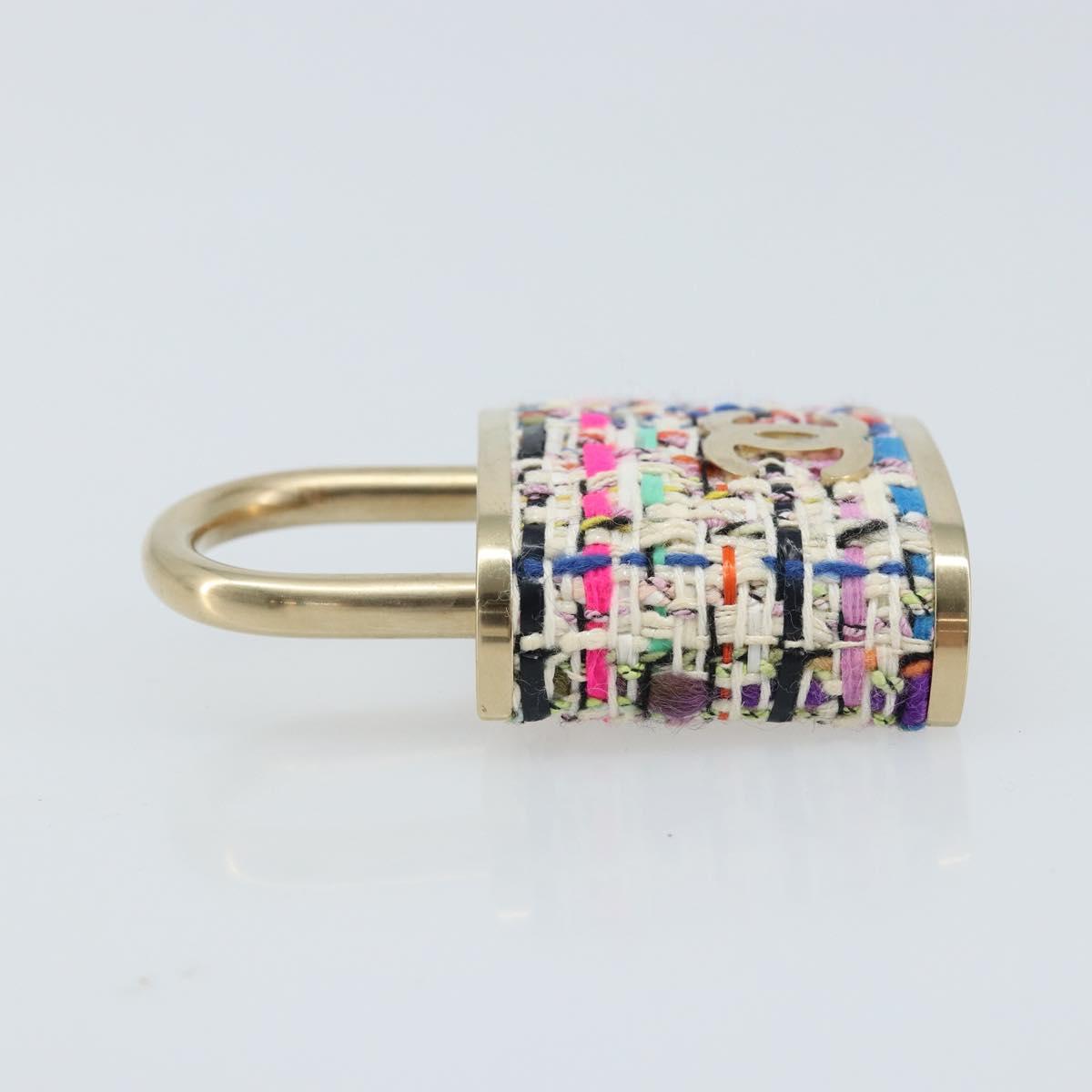 CHANEL COCO Mark Brooch Tweed Multicolor CC Auth ARZ267M