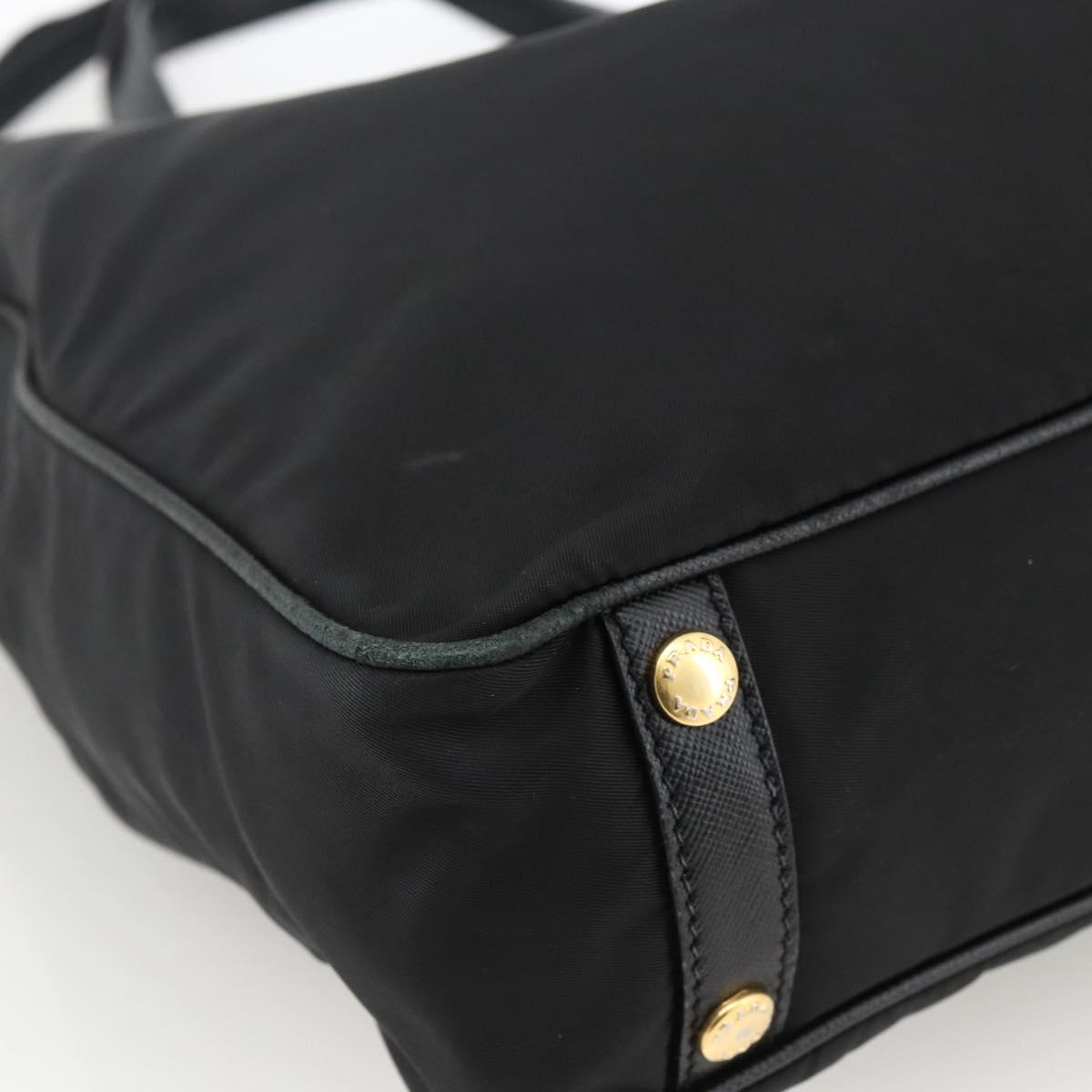 PRADA Tote Bag Nylon 2way Black Gold Auth ARZ275