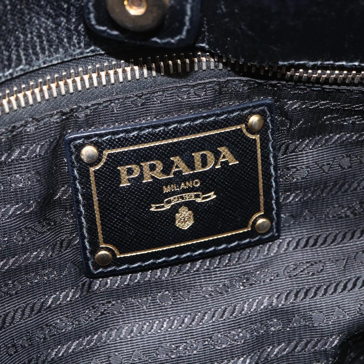 PRADA Tote Bag Nylon 2way Black Gold Auth ARZ275