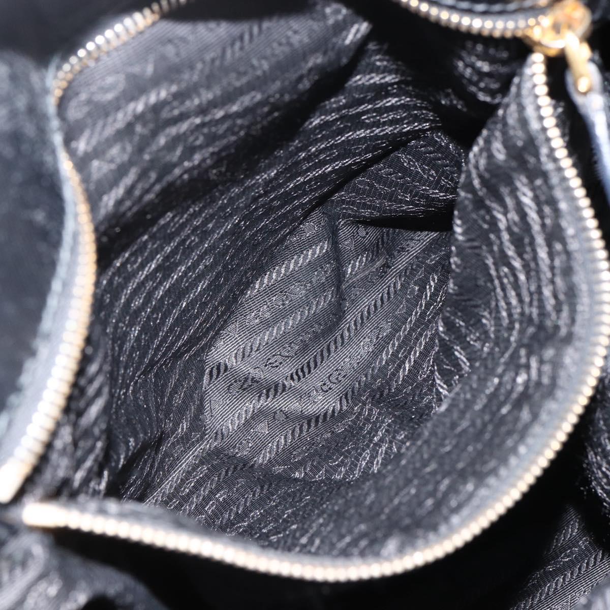 PRADA Tote Bag Nylon 2way Black Gold Auth ARZ275