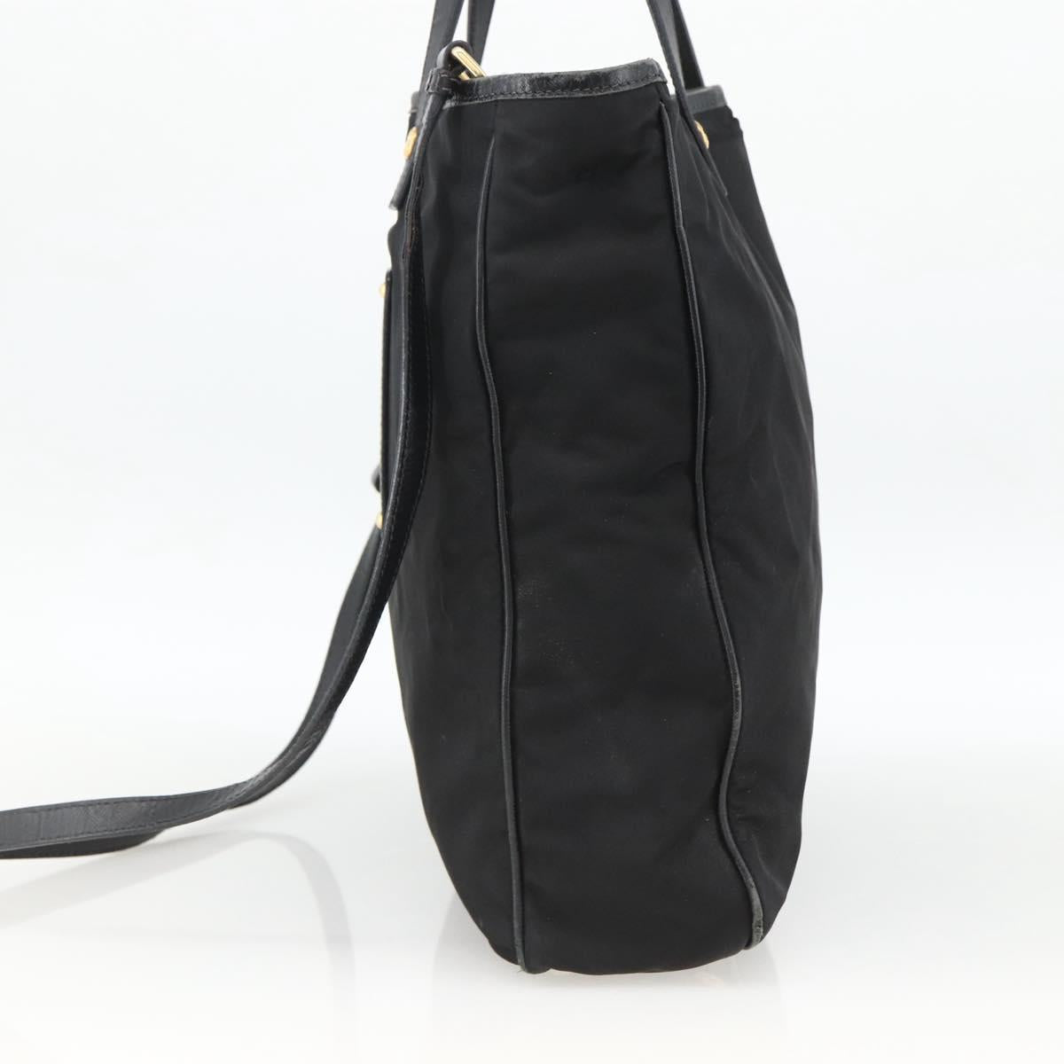 PRADA Tote Bag Nylon 2way Black Gold Auth ARZ275