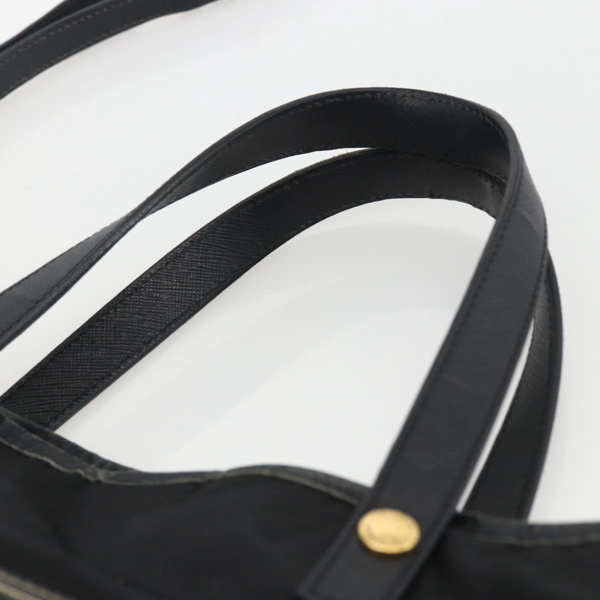 PRADA Tote Bag Nylon 2way Black Gold Auth ARZ275