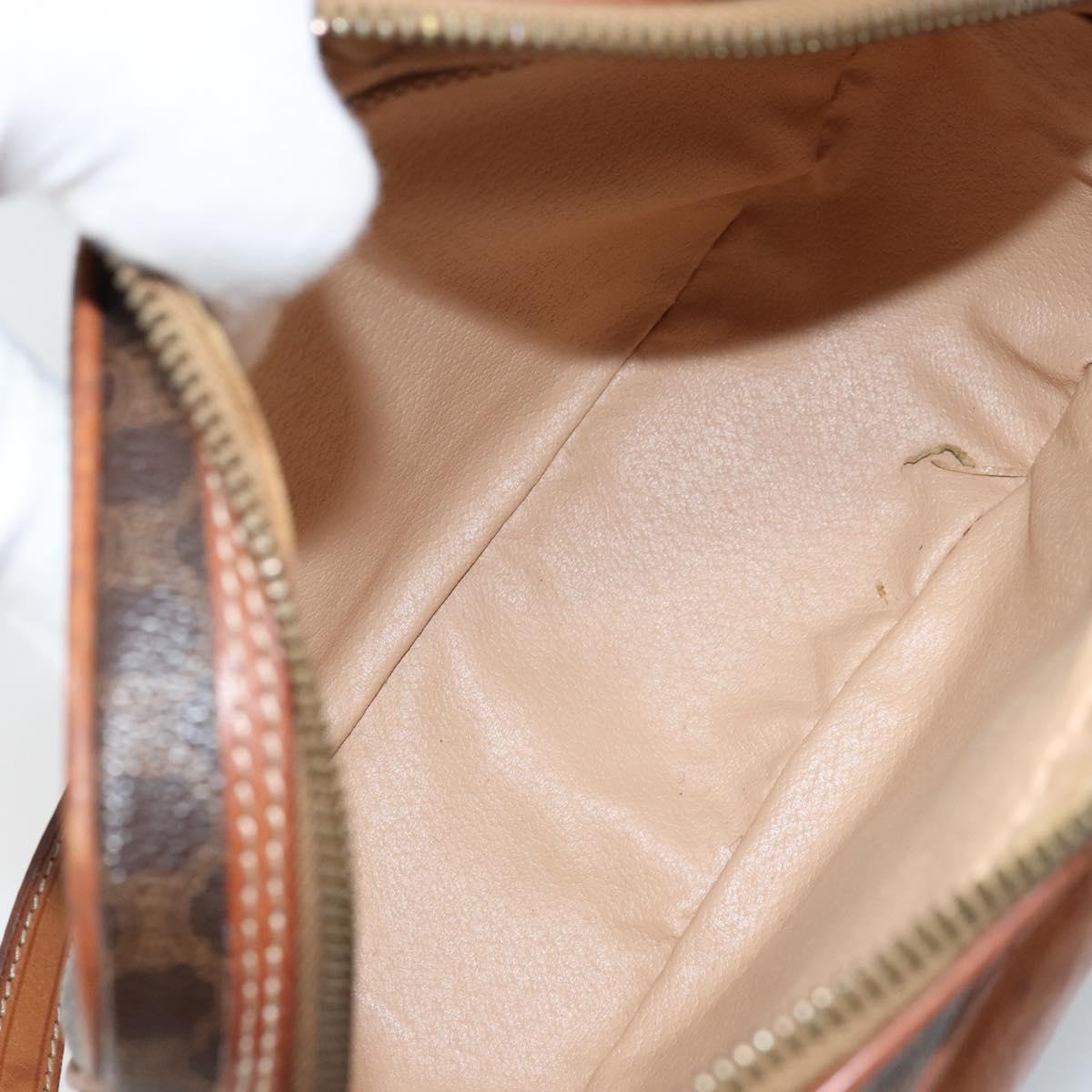 CELINE Macadam Canvas Shoulder Bag PVC Leather Brown Gold Auth ARZ276