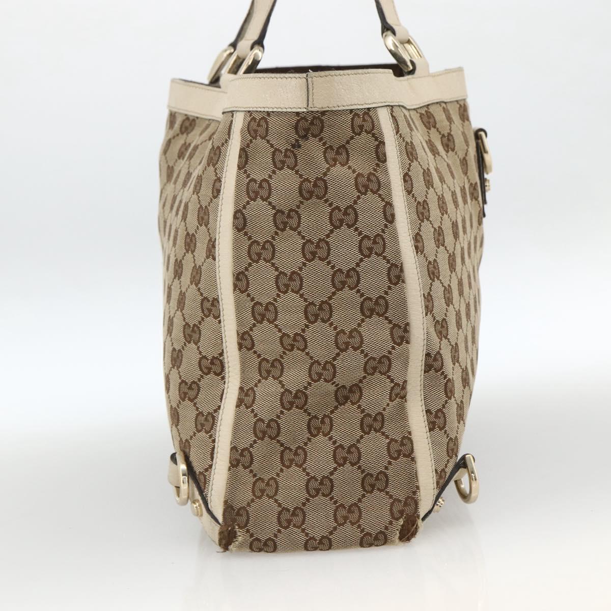 GUCCI GG Canvas Abbey Tote Bag Beige Gold 141472 Auth ARZ280