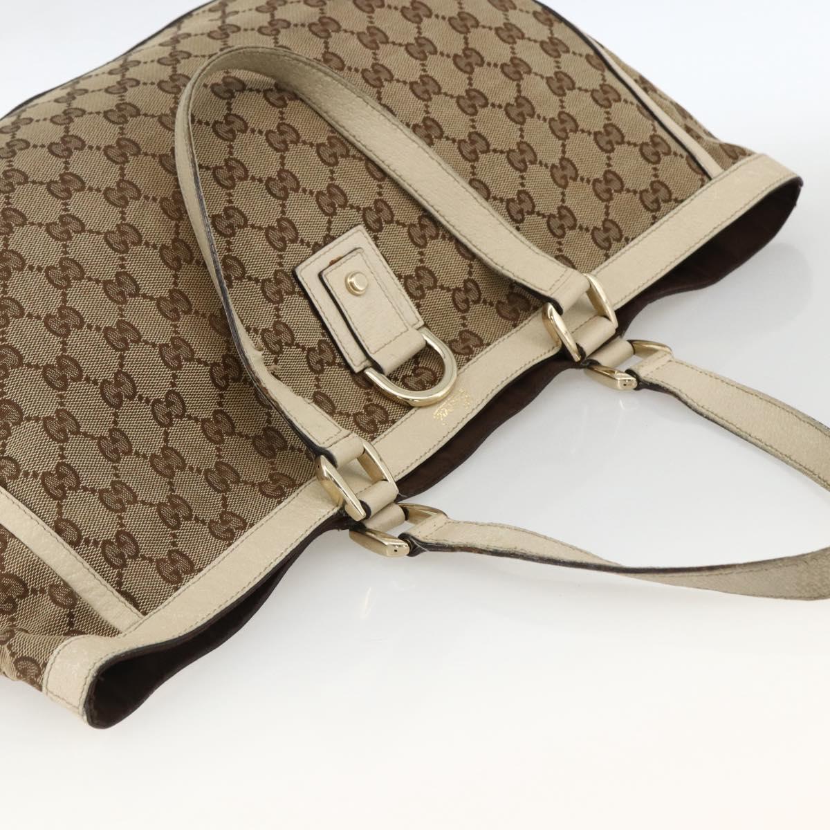 GUCCI GG Canvas Abbey Tote Bag Beige Gold 141472 Auth ARZ280