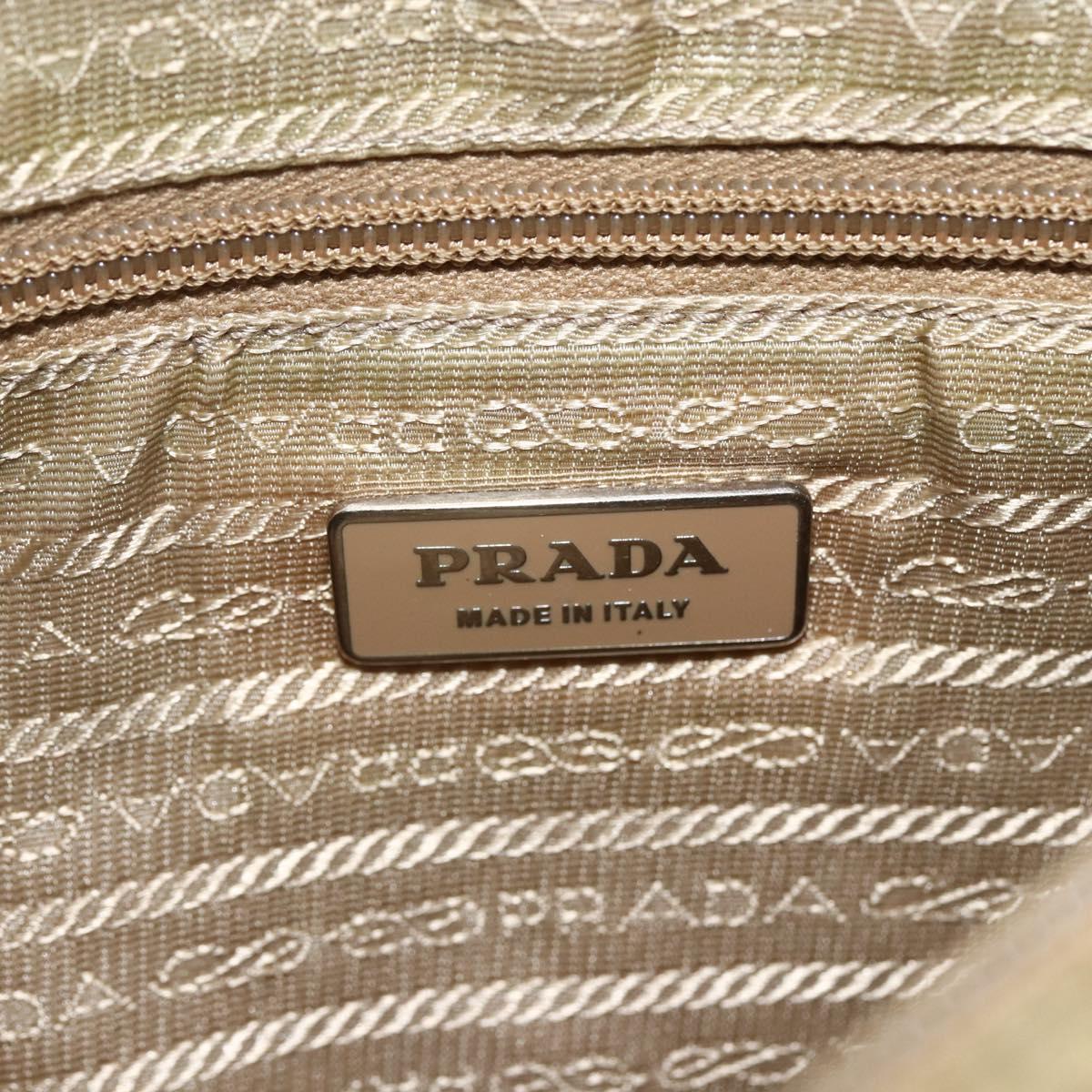 PRADA Shoulder Bag Nylon Beige Silver Auth ARZ282