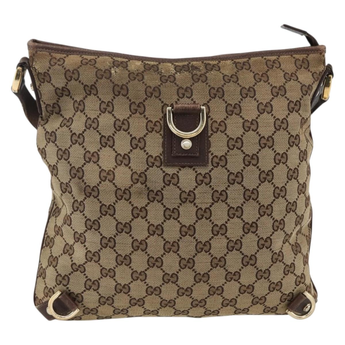 GUCCI GG Canvas Abbey Shoulder Bag Beige Gold 131326 Auth ARZ287