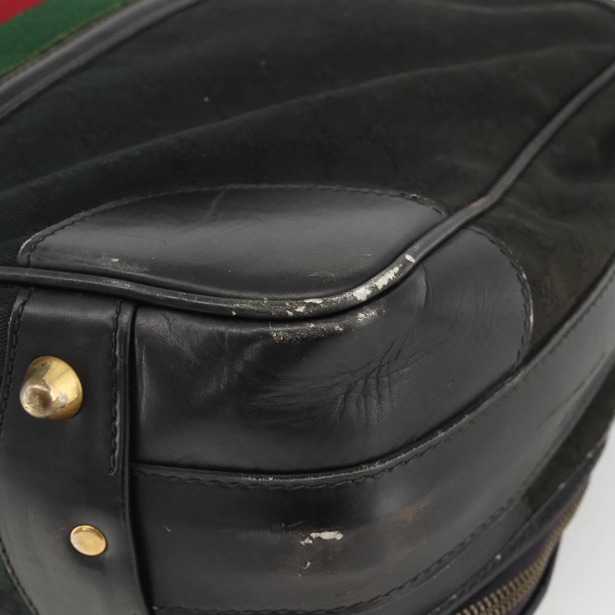 GUCCI GG Canvas Web Sherry Line Travel Bag Travel Case Black Gold Auth ARZ288