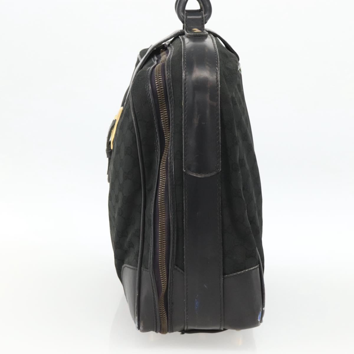 GUCCI GG Canvas Web Sherry Line Travel Bag Travel Case Black Gold Auth ARZ288