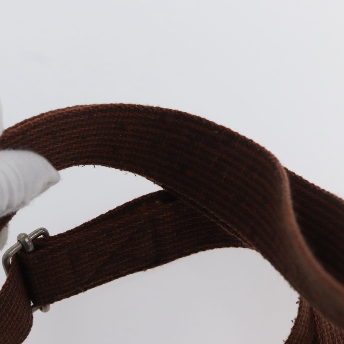 HERMES Her Line Sac A Dos Backpack Canvas Brown Silver Auth ARZ289
