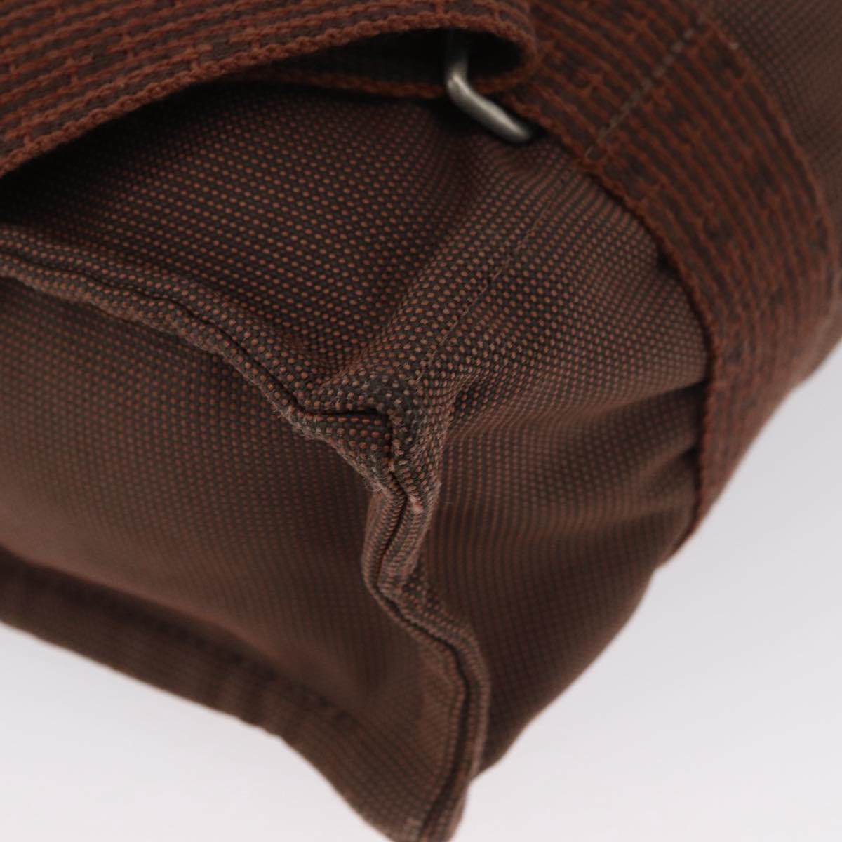 HERMES Her Line Sac A Dos Backpack Canvas Brown Silver Auth ARZ289