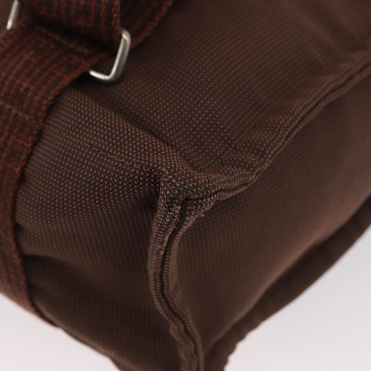 HERMES Her Line Sac A Dos Backpack Canvas Brown Silver Auth ARZ289