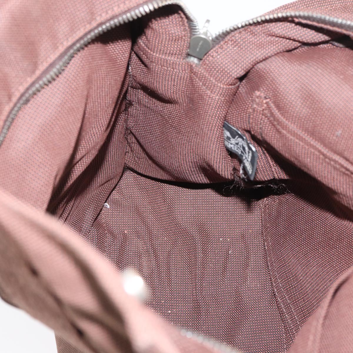 HERMES Her Line Sac A Dos Backpack Canvas Brown Silver Auth ARZ289