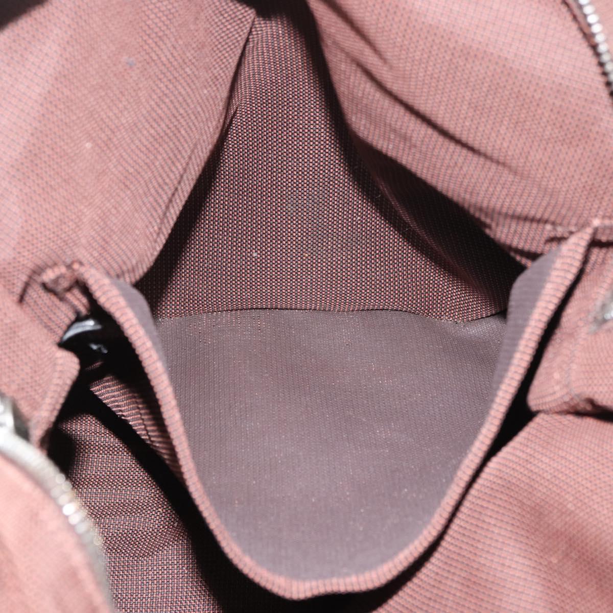 HERMES Her Line Sac A Dos Backpack Canvas Brown Silver Auth ARZ289