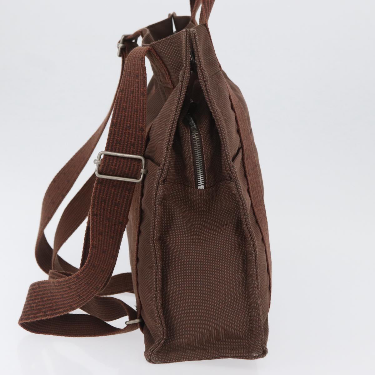 HERMES Her Line Sac A Dos Backpack Canvas Brown Silver Auth ARZ289