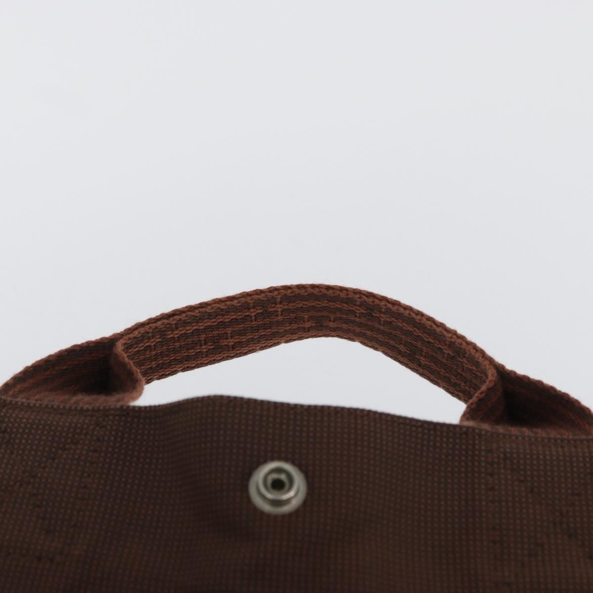 HERMES Her Line Sac A Dos Backpack Canvas Brown Silver Auth ARZ289