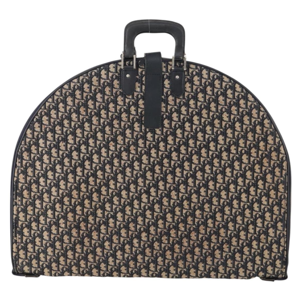 Christian Dior Trotter Canvas Garment Cover Navy Silver Auth ARZ290