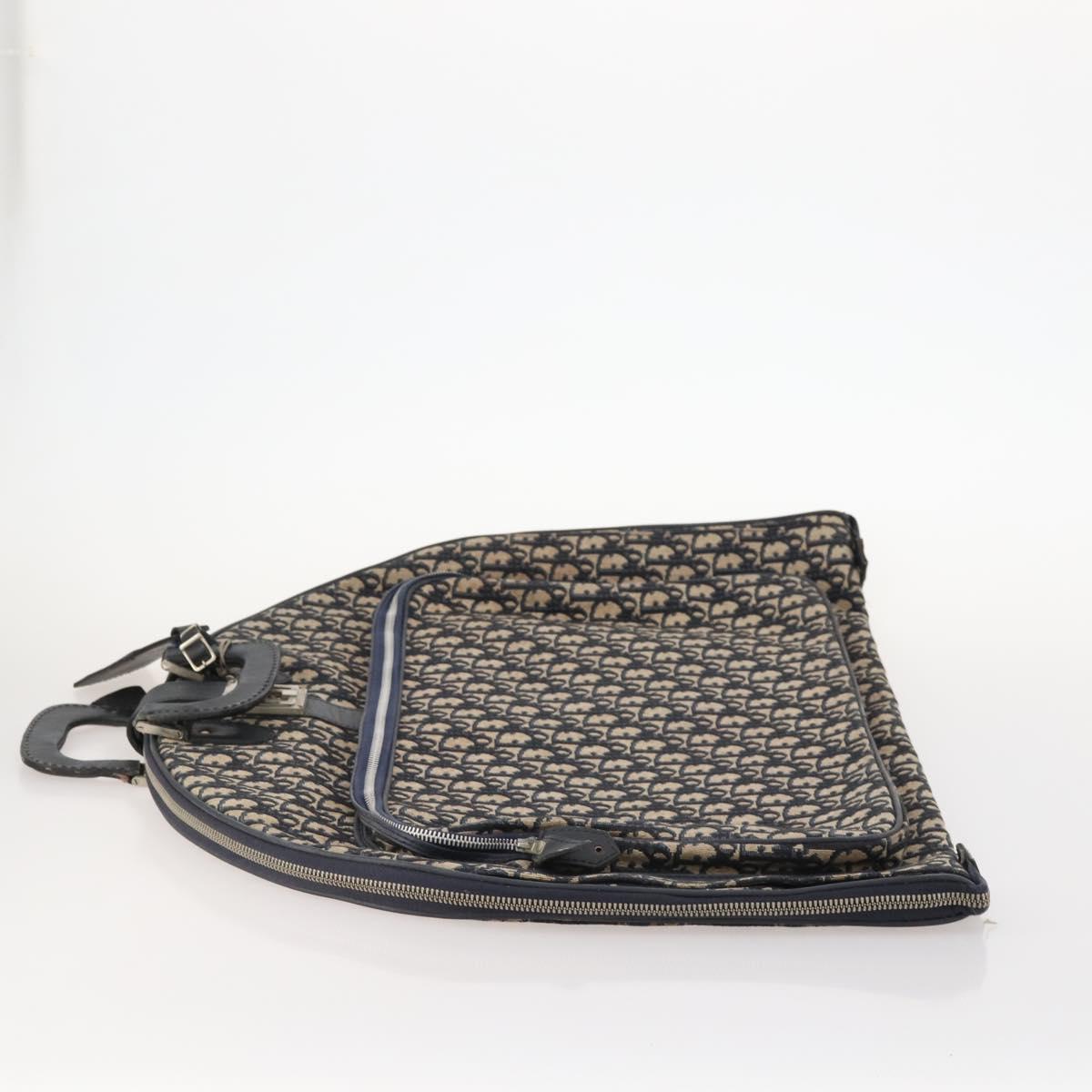 Christian Dior Trotter Canvas Garment Cover Navy Silver Auth ARZ290