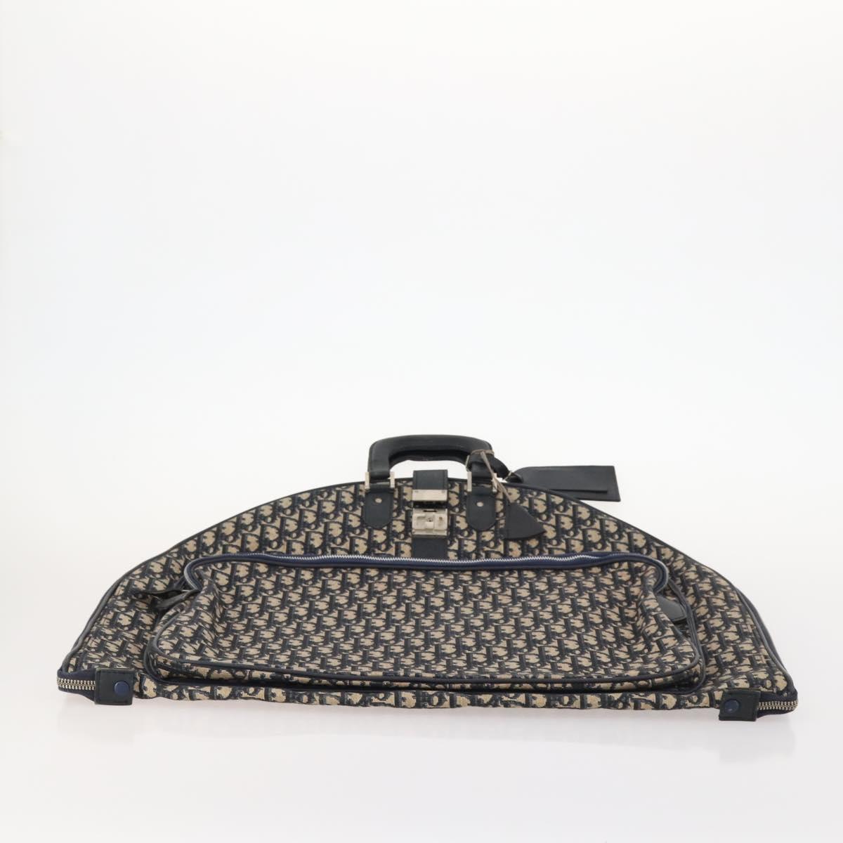 Christian Dior Trotter Canvas Garment Cover Navy Silver Auth ARZ290