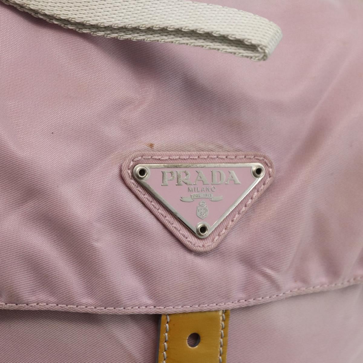 PRADA Shoulder Bag Nylon Pink Silver Auth ARZ292