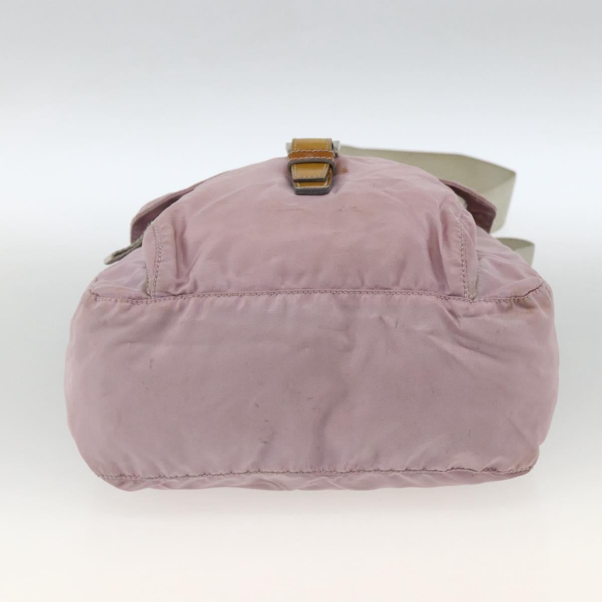 PRADA Shoulder Bag Nylon Pink Silver Auth ARZ292