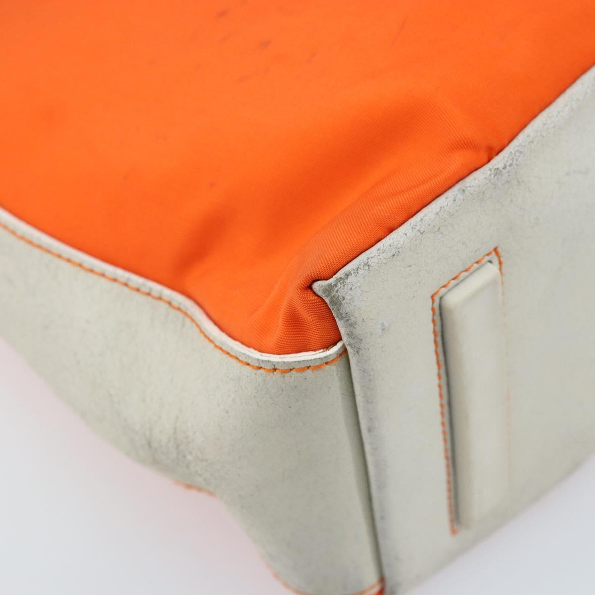 PRADA Shoulder Bag Nylon Orange Silver Auth ARZ293