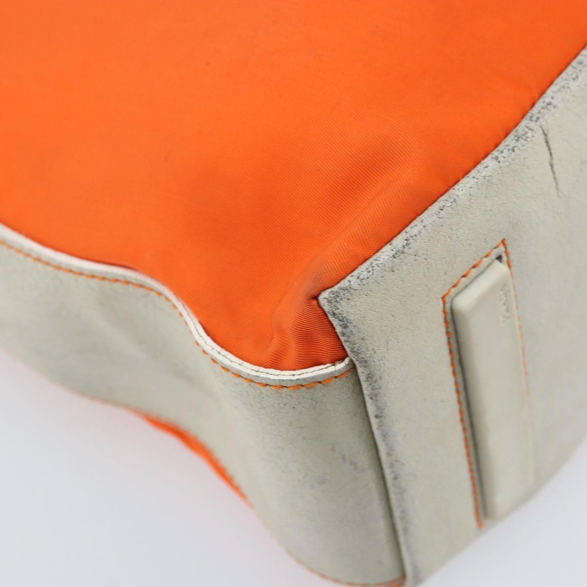 PRADA Shoulder Bag Nylon Orange Silver Auth ARZ293