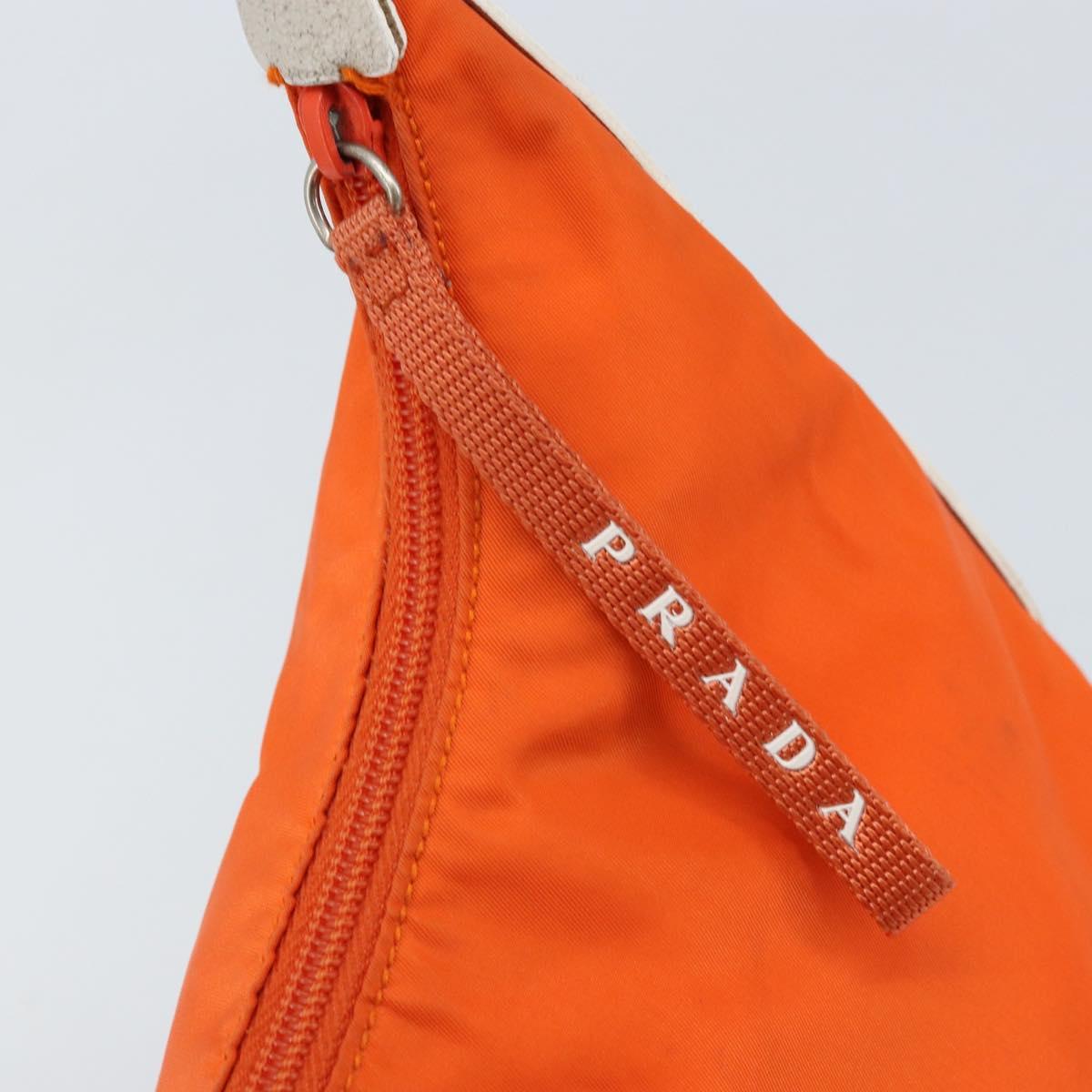 PRADA Shoulder Bag Nylon Orange Silver Auth ARZ293