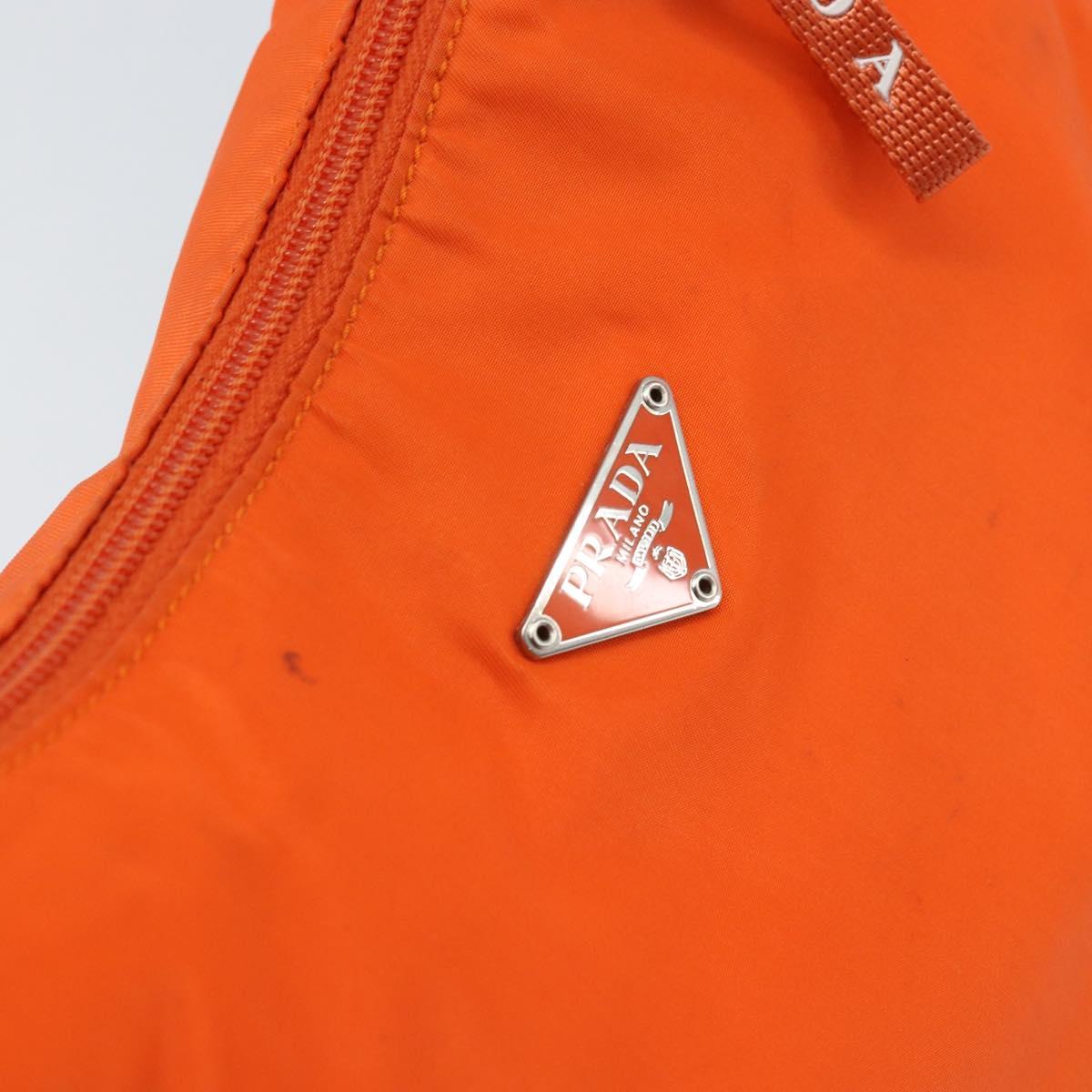 PRADA Shoulder Bag Nylon Orange Silver Auth ARZ293