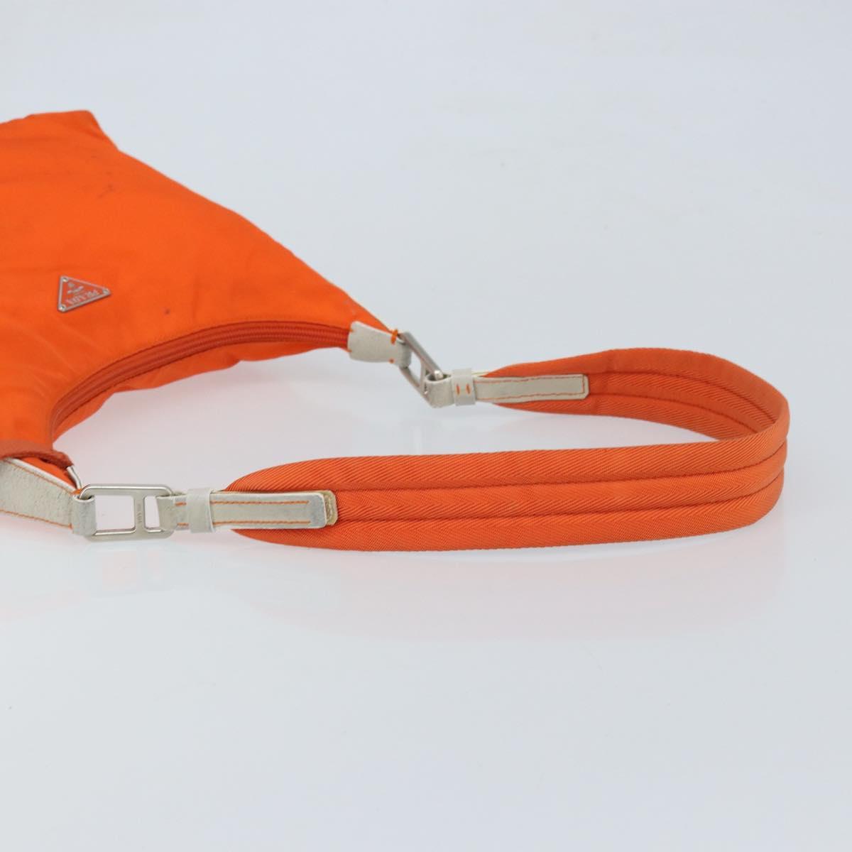 PRADA Shoulder Bag Nylon Orange Silver Auth ARZ293